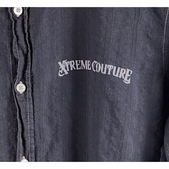 XTREME COUTURE by AFFLICTION Shirt Mens 2XL Black L/S Button Down RATTLE Shield - Picture 4 of 8